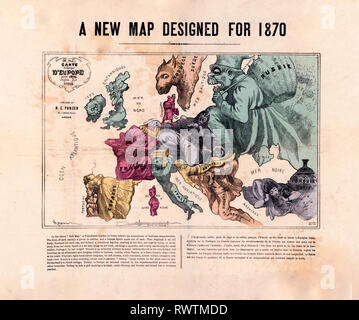 A new map designed for 1870 Europe Stock Photo