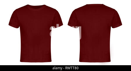 Red, Maroon Blank T-shirt Front and Back Stock Photo