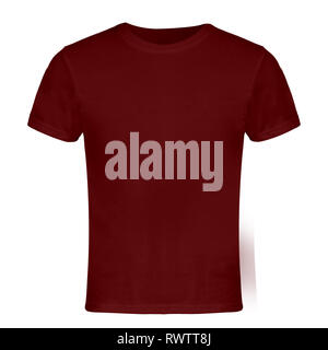 Red, Maroon Blank T-shirt Front Stock Photo