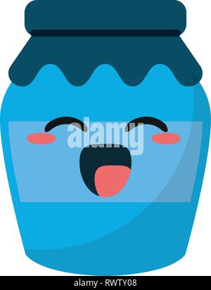 Jam jar with cloth kawaii cartoon Stock Vector