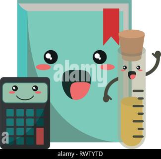 School utensils kawaii cartoons Stock Vector