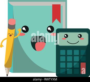 School utensils kawaii cartoons Stock Vector