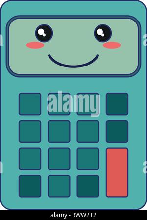 Kawaii calculator device smiling cartoon Stock Vector