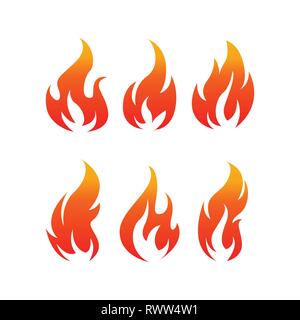 Colorful flame icon on white background Stock Vector