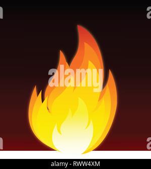 Colorful flame icon on dark background Stock Vector