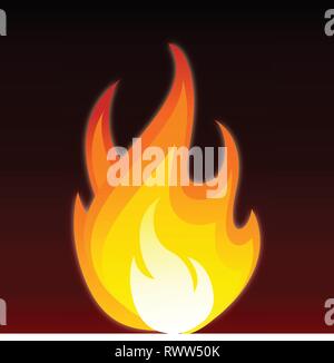 Colorful flame icon on dark background Stock Vector