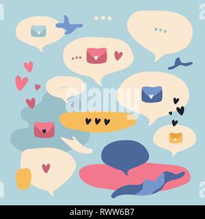 Hand drawn graphic design elements set Messages Communication concept Stock Vector