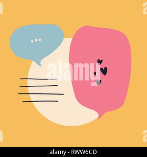 Colorful hand drawn template Heart Love Message Stock Vector