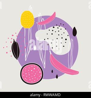 Stylish background with abstract hand drawn design elements polka dots circle lines shapes Stock Vector