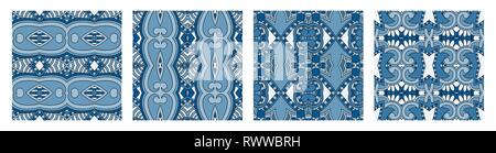 set of different seamless colored vintage geometric pattern Stock Vector