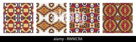 set of different seamless colored vintage geometric pattern Stock Vector