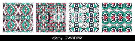 set of different seamless colored vintage geometric pattern Stock Vector