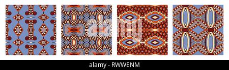set of different seamless colored vintage geometric pattern Stock Vector