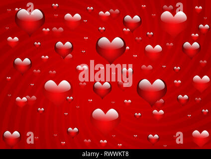 Valentine's day concept background. Photoshop illustration. Red and pink  hearts. Cute love sale banner or greeting card Stock Photo - Alamy