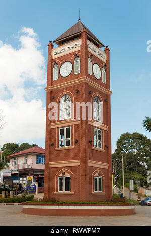 KALAW, MYANMAR - 25 NOVEMBER, 2018: Vertical picture of the Clock Tower, one of the landmarks of Kalaw, Myanmar Stock Photo