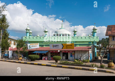 KALAW, MYANMAR - 25 NOVEMBER, 2018: Horizontal picture of Kalaw Masjid, the beautiful muslim mosque of Kalaw, Myanmar