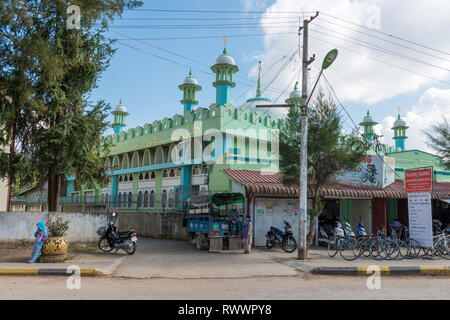 KALAW, MYANMAR - 25 NOVEMBER, 2018: Wide angle picture of Kalaw Masjid, the beautiful muslim mosque of Kalaw, Myanmar