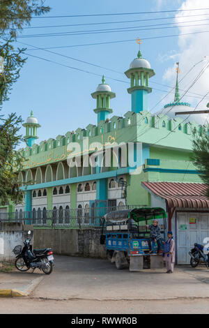 KALAW, MYANMAR - 25 NOVEMBER, 2018: Vertical picture of Kalaw Masjid, the beautiful muslim mosque of Kalaw, Myanmar