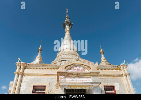 KALAW, MYANMAR - 25 NOVEMBER, 2018: Horizontal picture of the beautiful architecture Aung Chan Tha Pagoda, located in Kalaw, Myanmar