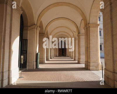 Exterior arched corridor or entrance to National Gallery of Ancient Art with renowned collection of artworks in Barberini baroque Palace, Rome, Italy. Stock Photo