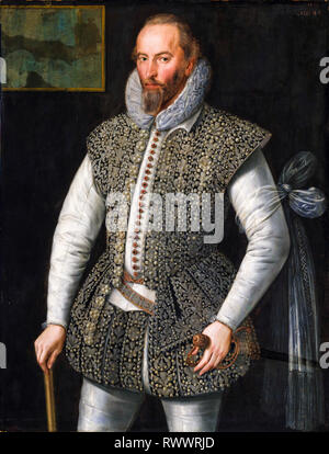 Sir Walter Raleigh (c. 1552-1618), portrait painting, 1598, William Segar Stock Photo