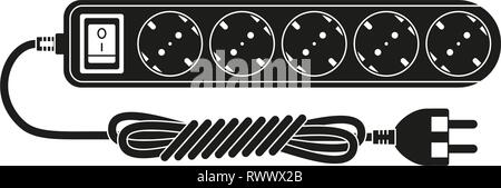 Back and white electric extension cord silhouette Stock Vector
