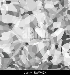 Abstract vector space monochrome background. Chaotically fluid connected points and polygons debris flying in space. Futuristic technology style Stock Vector