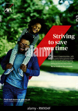 2010s UK AXA Magazine Advert Stock Photo - Alamy