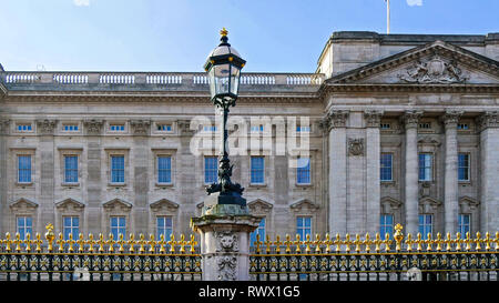 The beautiful Buckingham Palace from outside. Buckingham Palace is the London residence and principal workplace of the monarchy of the United Kingdom. Stock Photo