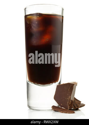 Iced Coffee with Chocolate on white Background Stock Photo