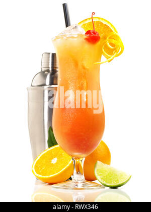Sunrise Cocktail on white Background Stock Photo