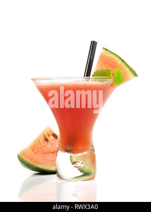 Watermelon Mint Cocktail on white Background Stock Photo
