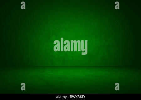 green and dark gradient studio and interior background to present product Stock Photo