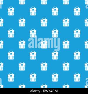 Backpack luggage pattern vector seamless blue Stock Vector
