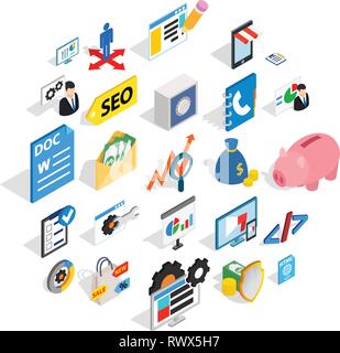 Law icons set, isometric style Stock Vector