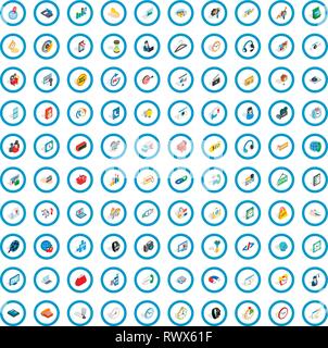100 device icons set, isometric 3d style Stock Vector