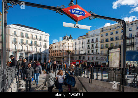 Entrance to the Sol metro station at Puerta del Sol in Madrid, Spain Stock Photo