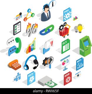Right icons set, isometric style Stock Vector