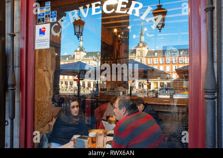 Restaurant in the middle of Plaza Mayor, Madrid, Spain Stock Photo