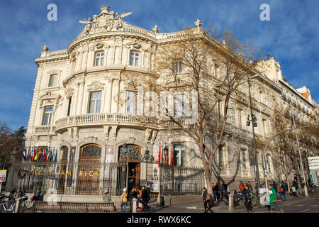 The Neo Baroque Palácio de Linares or Casa de América cultural centre which showcases Latin American art Madrid Spain Stock Photo