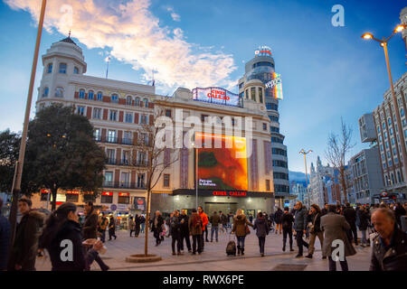 Callao cinema at Plaza del Callao in Madrid, Spain Stock Photo