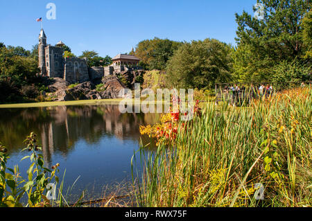 Central Park. Belvedere Castle. This castle of stone, with tower included, was built in 1869 and used by the City of New York Meteorological Observato Stock Photo