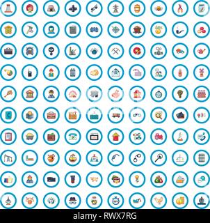 100 different professions icons set, cartoon style  Stock Vector