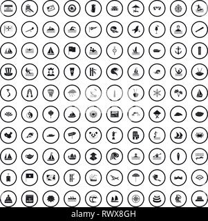 100 sailing vessel icons set, simple style  Stock Vector
