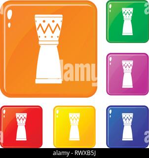 Tamtam icons set vector color Stock Vector
