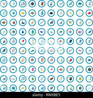 100 donation icons set, isometric 3d style Stock Vector