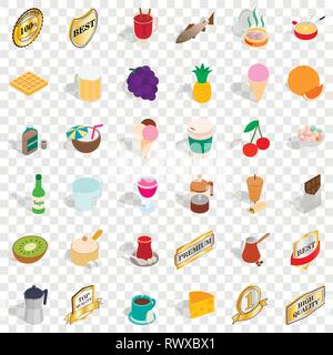 Beverage icons set, isometric style Stock Vector