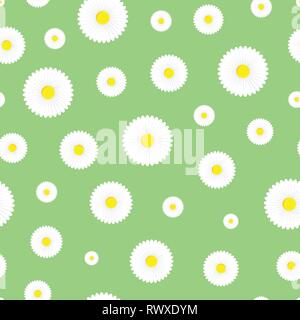 Floral seamless pattern on green background. Stock Vector