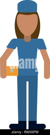 Courier with boxes professional worker avatar Stock Vector