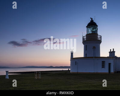 Chanonry Point Lighthouse at sunset, Black Isle, Highland, Scotland Stock Photo